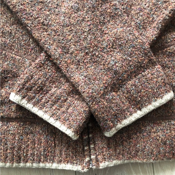 Vintage Christopher and Banks Textured Heather Zip Up Sweater in Orange & Brown - Picture 9 of 10